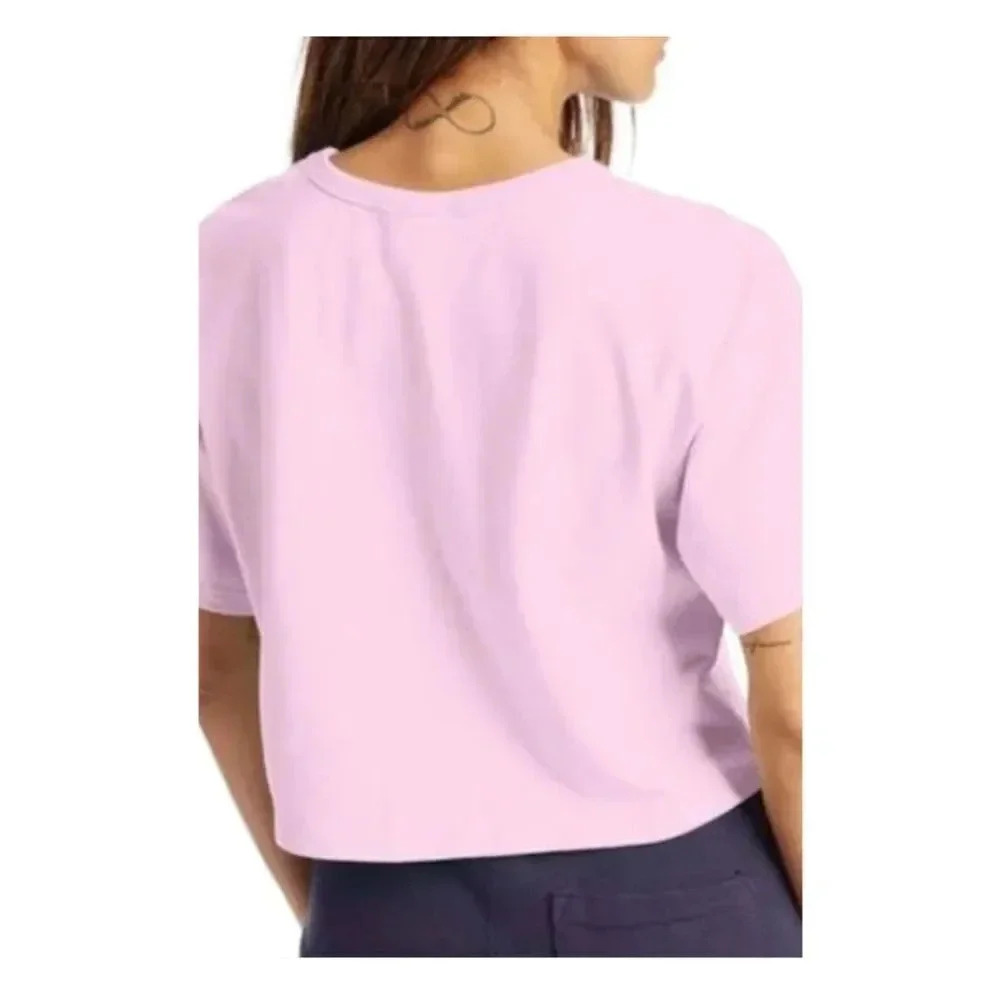 WOMENS CHAMPION HERITAGE VINTAGE LOGO CROP TEE COLOR ICE CAKE SIZE LARGE - Picture 2 of 12